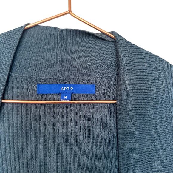 Apt 9 ribbed green open front cardigan size medium - Picture 2 of 6